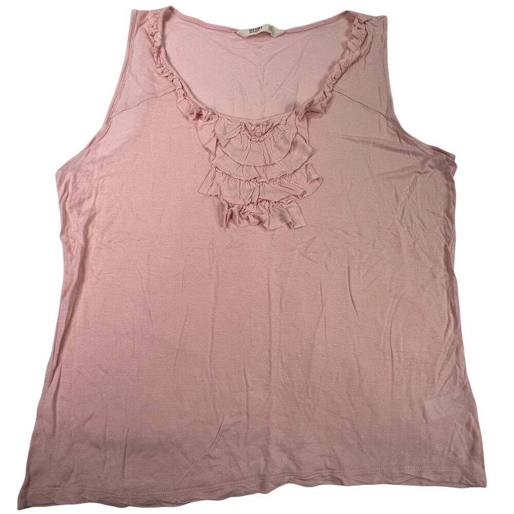 Old Navy Lightweight Ruffled Dressy Tank Top Scoop Neck Plus Size XXL Pink